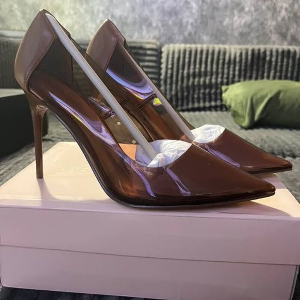 Chinese Laundry Brown Clear Pointed Toe Pumps 8.5 heels